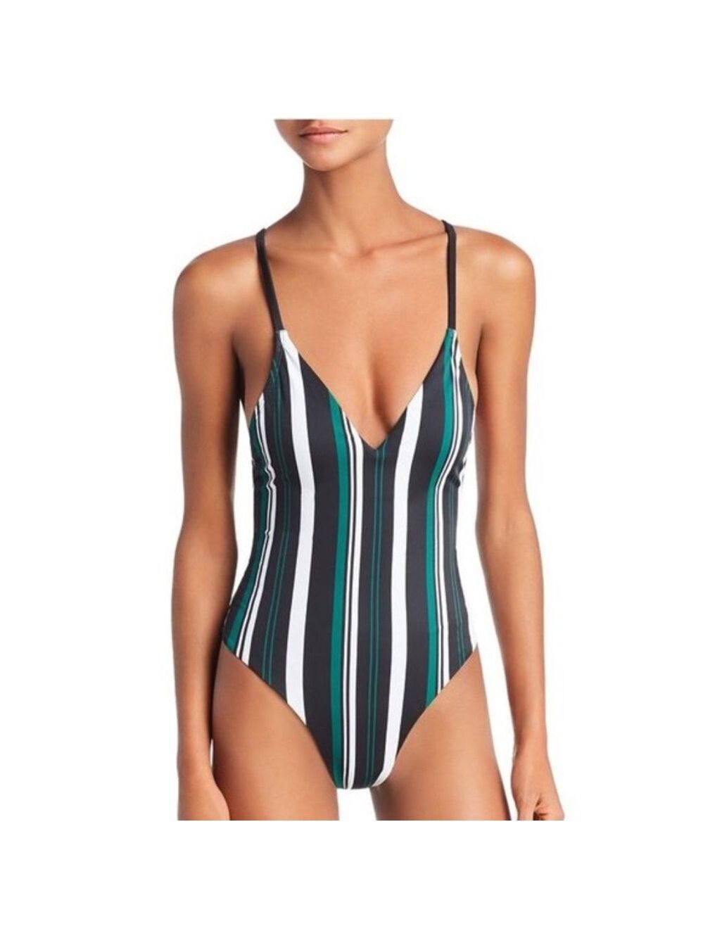 Dolce Vita V-Neck Stripe Print One-Piece Swimsuit